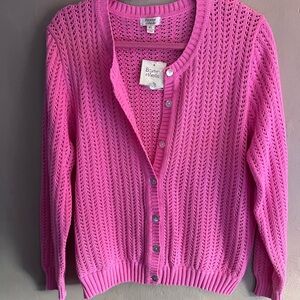 Pink Chunky Knit Cardigan Sweater